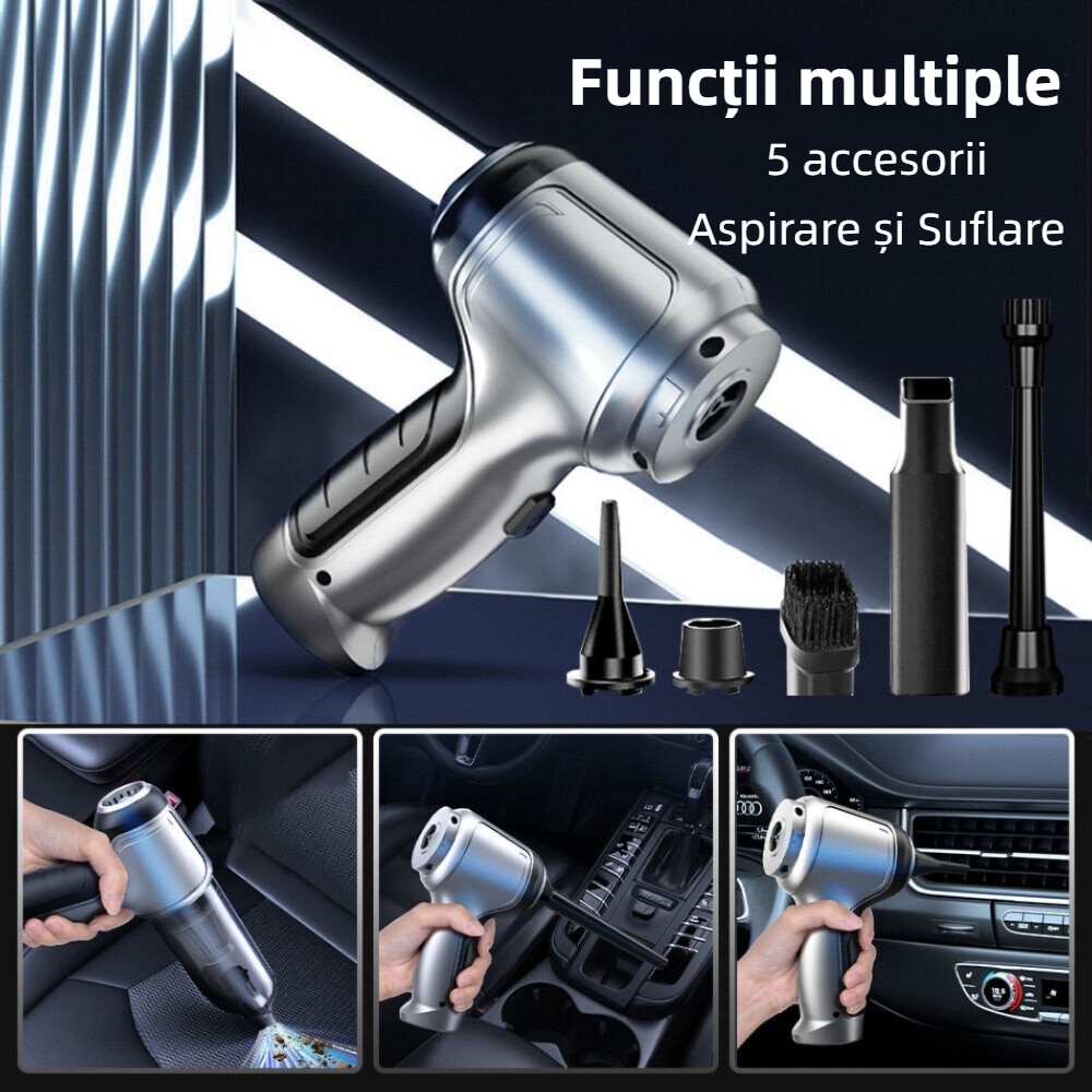 Aspirator Portabil YARCO Silver 3 in 1 – Aspirare, Suflare, Sigilare