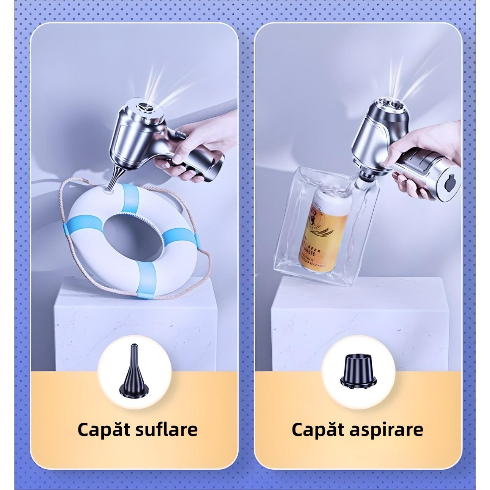 Aspirator Portabil YARCO Silver 3 in 1 – Aspirare, Suflare, Sigilare