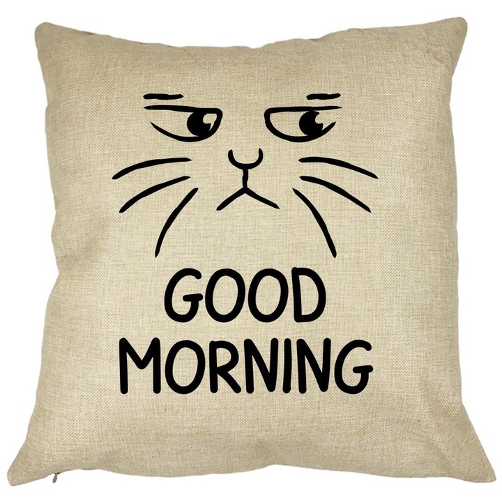 Díszpárna, Jó reggelt, 40x40 cm, Levehető huzat, Fújtató
