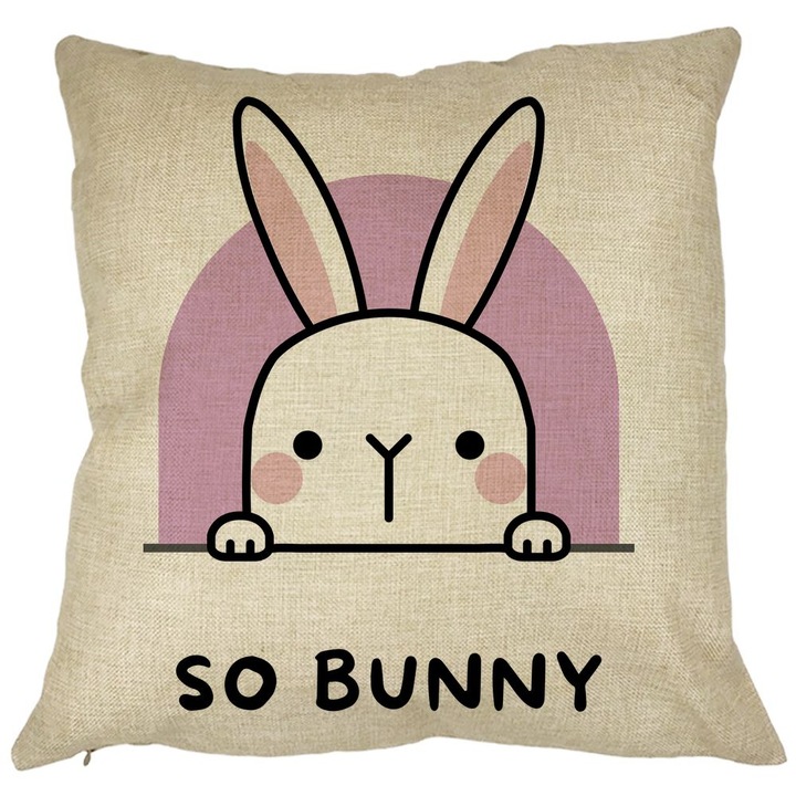 Dekoratív párna, So Bunny, 40x40 cm, Levehető huzat, Fújtató