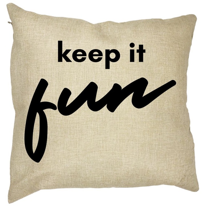 Dekoratív párna, Keep it Fun, 40x40 cm, Levehető huzat, Fújtató