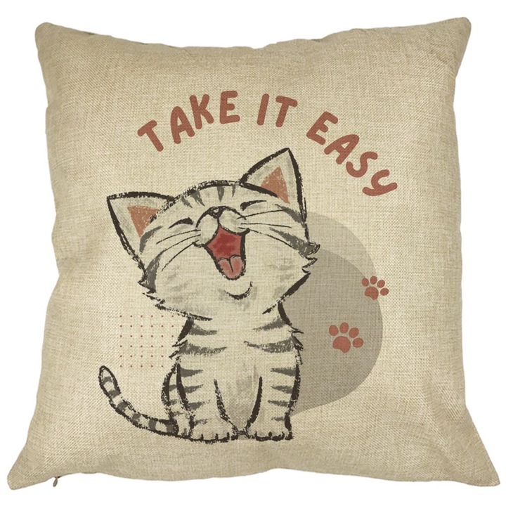 Díszpárna, Take it Easy, 40x40 cm, Levehető huzat, Fújtató