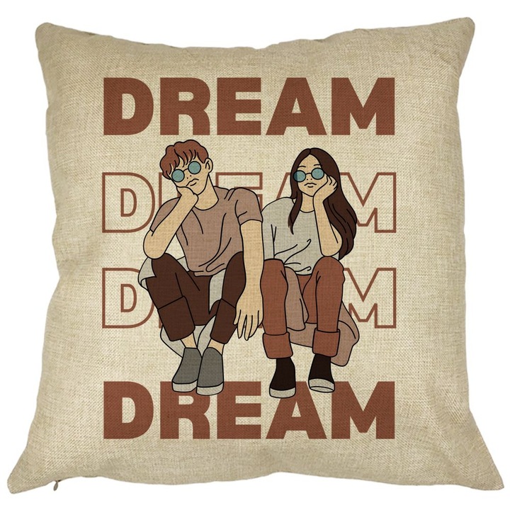 Dekoratív párna, Álombarátok, 40x40 cm, Levehető huzat, Fújtató