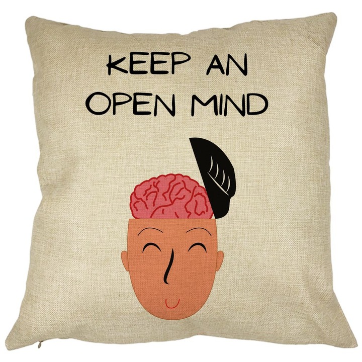 Dekoratív párna, nyitott szemmel, 40x40 cm, levehető huzat, fújtató