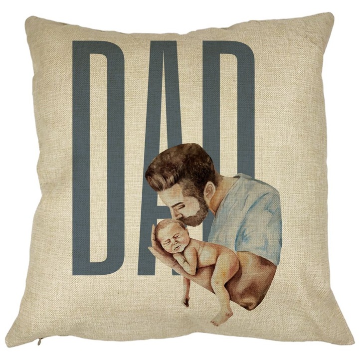 Dekoratív párna, Apa szerelme, 40x40 cm, Levehető huzat, Fújtató