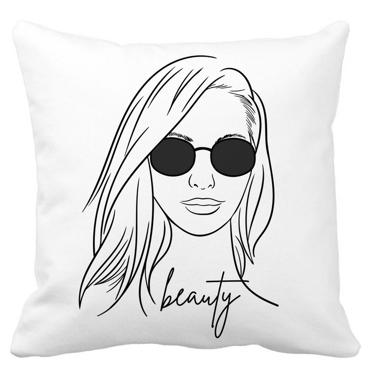 Dekoratív párnahuzat, Beauty life, Fehér, Matt, 40x40 cm