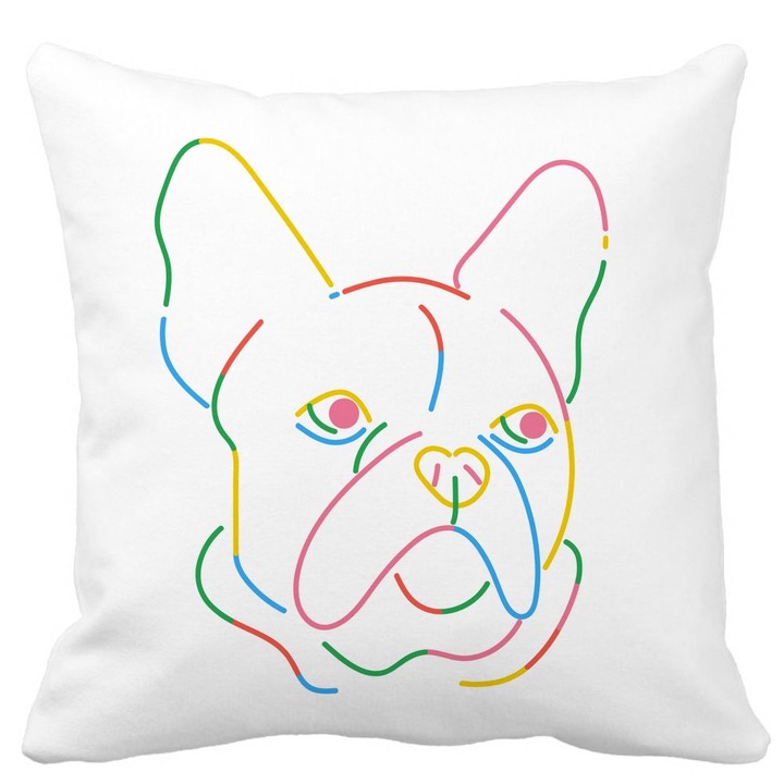 Díszpárnahuzat, Doggo Többszínű, fehér, matt, 40x40 cm