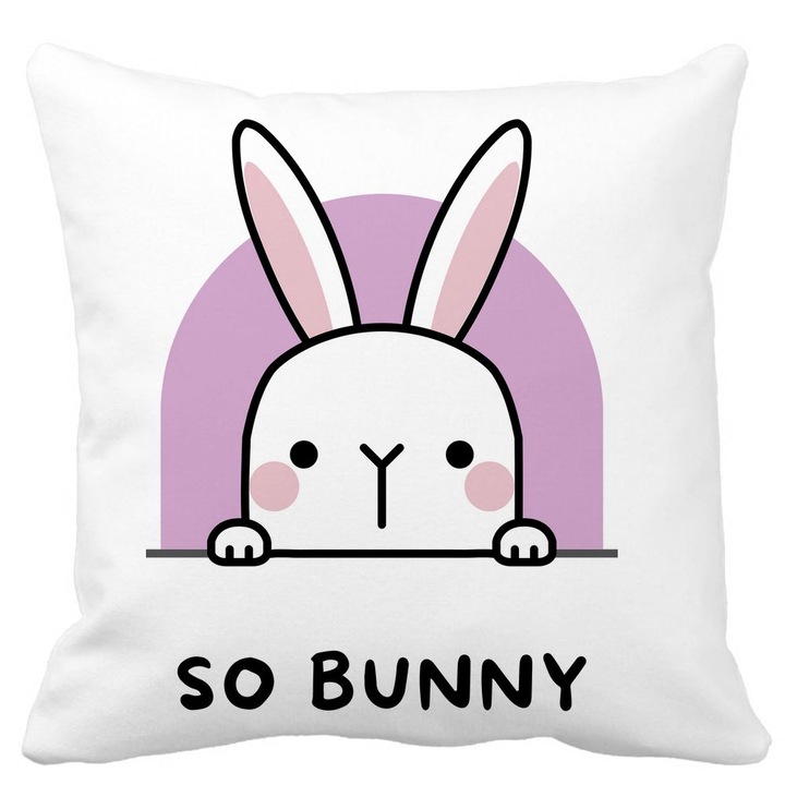 Dekoratív párnahuzat, So Bunny, fehér, matt, 40x40 cm