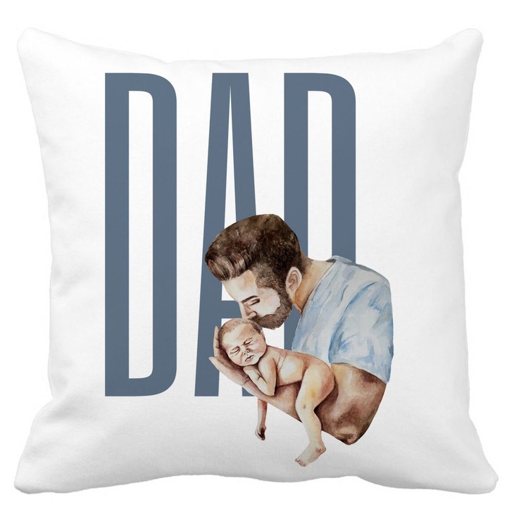 Dekoratív párnahuzat, Apa szerelme, Fehér, Matt, 40x40 cm