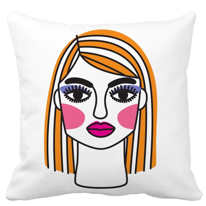 Perna Decorativa, Paint, 40x40 cm, Alba, Mata, Husa Detasabila, Burduf