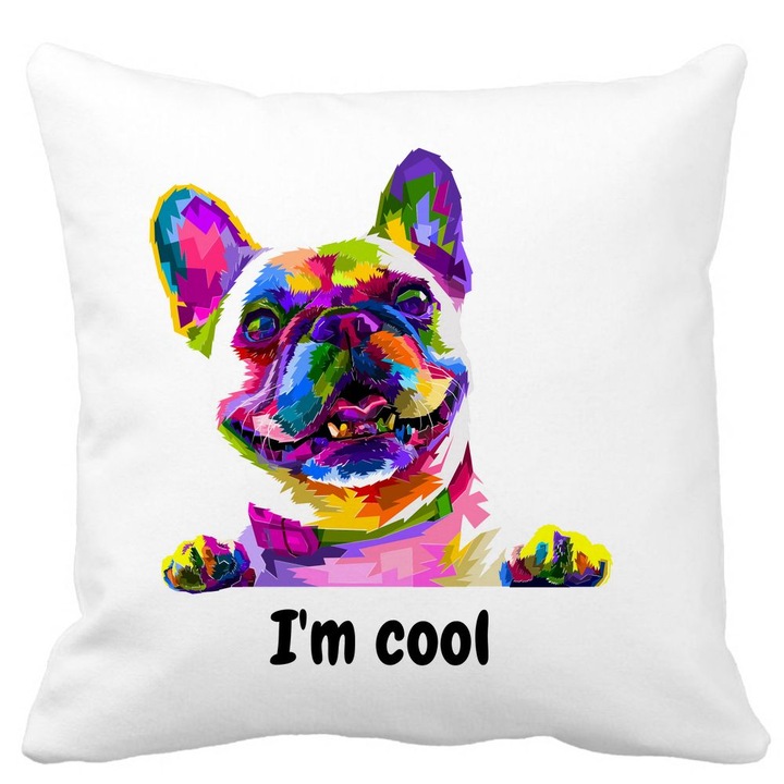 Fata de Perna Decorativa, I'm cool Colorful, Alba, Mata, 40x40 cm