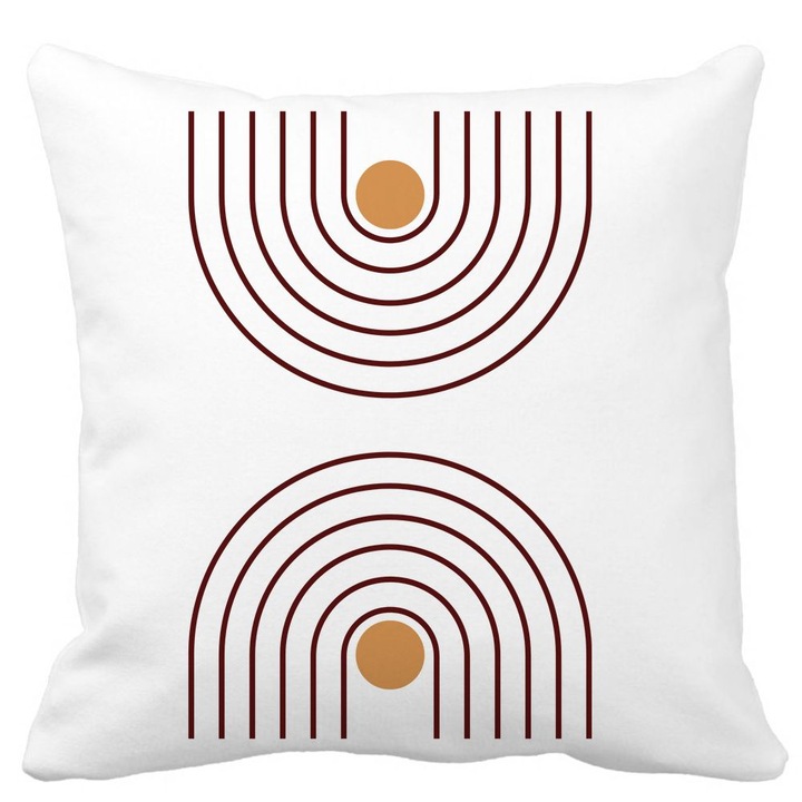 Dekoratív párnahuzat, absztrakt vonalak, fehér, matt, 40x40 cm