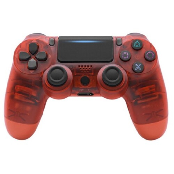 Безжичен контролер, За PS4/PS3/Android/PC/IOS, Bluetooth и WIFI връзка, Двойна вибрация, VIELLAN, Ясно червено