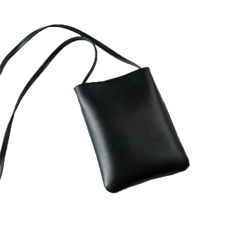 Crossbody női táska, AMRINUGL, természetes bőr, fekete, közepes méretű