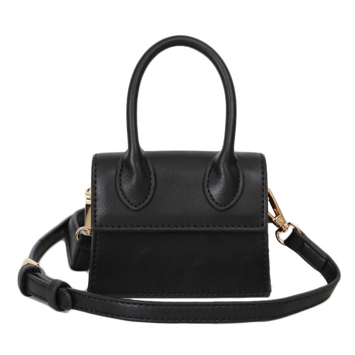 Mini női kézitáska, QttvbTna, poliuretán, levehető pánt, fekete