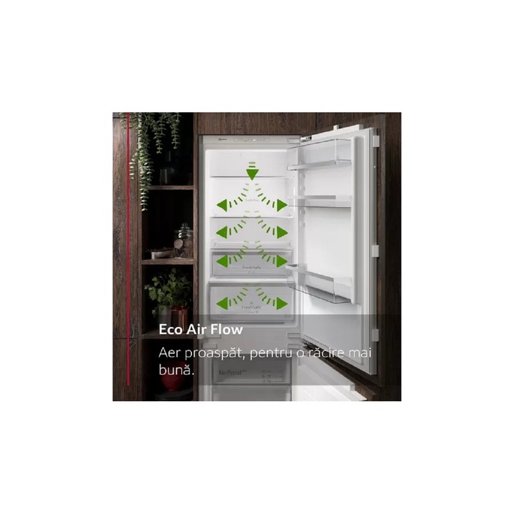 Combina frigorifica incorporabila NEFF 3KI7863DD0, N 70, Clasa D, 177.2x55.8cm, No Frost, Raft Bottle Flex 2 in 1, Eco Air Flow, Soft Close flat hinge, Rafturi reglabile din sticla, LED with Soft Start
