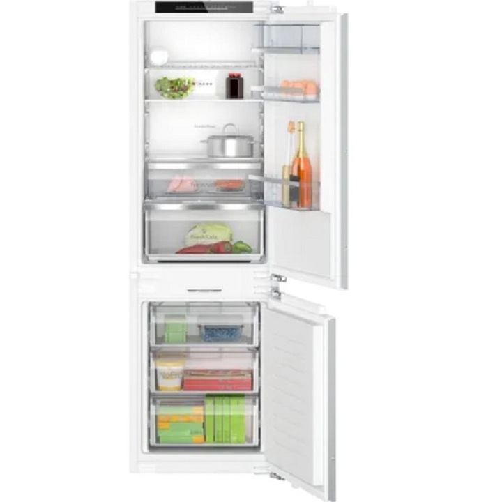 Combina frigorifica incorporabila NEFF 3KI7863DD0, N 70, Clasa D, 177.2x55.8cm, No Frost, Raft Bottle Flex 2 in 1, Eco Air Flow, Soft Close flat hinge, Rafturi reglabile din sticla, LED with Soft Start