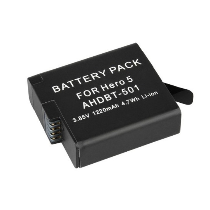 Baterie reincarcabila compatibil cu GoPro hero 5 hero 6 hero 7 si Hero 8, 1220 mAh, 3.85 V, 4.7 Wh, Pentru Camera Video Sport