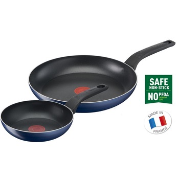Set 2 x Tigaie, Tefal, 20 / 28 cm, Negru