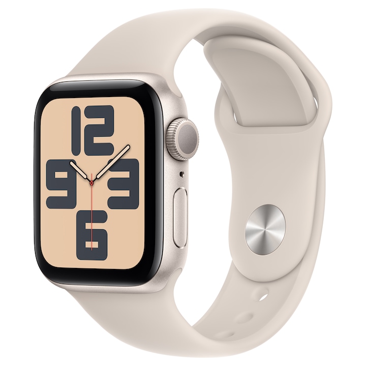 Apple Watch SE (2023) GPS, 40mm, Csillagfény alumíniumtok, csillagfény sportszíj - S/M