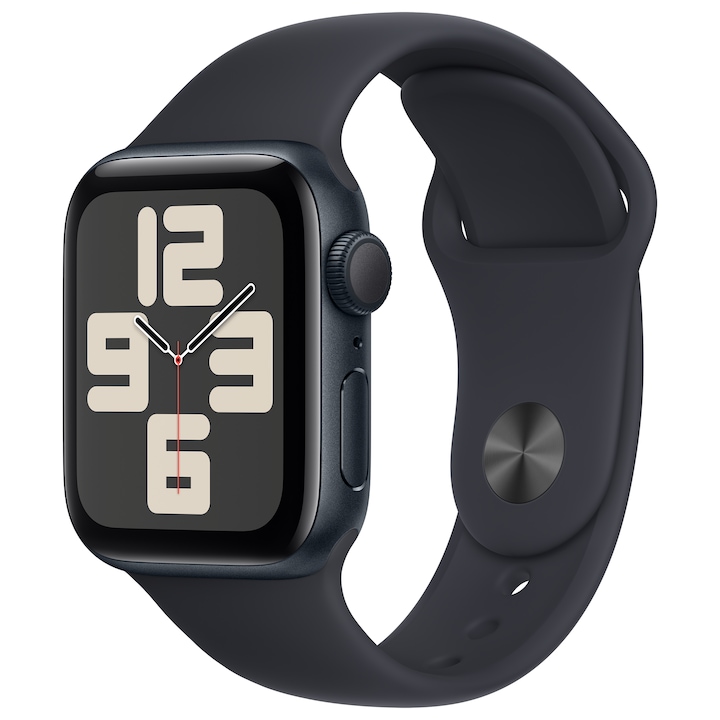 Apple Watch SE (2023) GPS, 40mm, Éjfekete alumíniumtok, éjfekete sportszíj - S/M