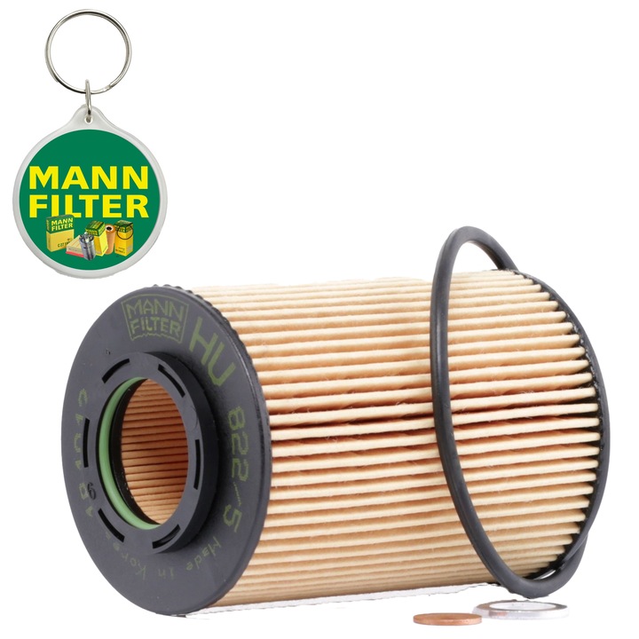 Filtru ulei MANN FILTER HU822/5X, se potriveste HYUNDAI GRANDEUR, I30, SANTA FÉ II, SONATA V, TUCSON, KIA CARENS II, CARENS III, CEE'D, MAGENTIS, PRO CEE'D, SPORTAGE II 2.0D/2.2D 11.05- si breloc Mann