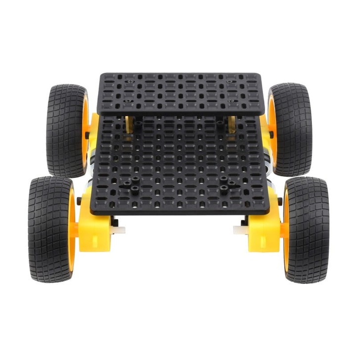 Sasiu robot mobil, Waveshare, Aluminiu, Compatibil cu Raspberry Pi, 19.5 x 18.5 mm, Galben/ Negru