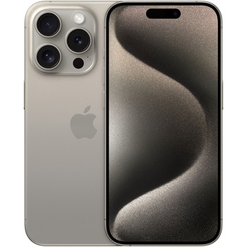 Telefon mobil Apple iPhone 15 Pro Max, 1TB, 5G, Natural Titanium Telefon mobil Apple iPhone 15 Pro Max, 1TB, 5G, Natural Titanium