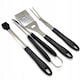 Set 5 accesorii gratar Renew Force, INOX, Cleste pentru carne, Cu carcasa neagra, Argintiu