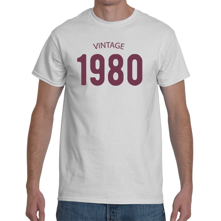 Персонализирана ретро тениска от 1980 г., бяла, XL