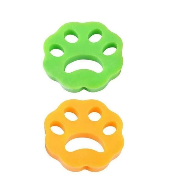 Set 2 perii pentru masina de spalat, aduna scame, par de pisica si de caini, Portocaliu/Verde