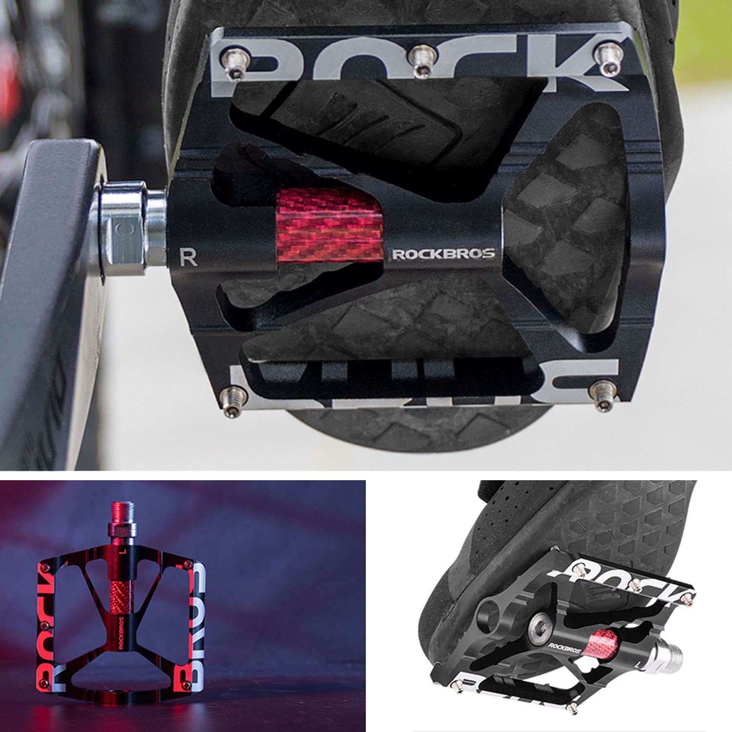 Pedali Piatti ROCKBROS In Fibra Di Carbonio E Lega Di Alluminio, Perno Da 9/16, Cuscinetti Sigillati, Leggeri 308g/paio, Per BMX E MTB