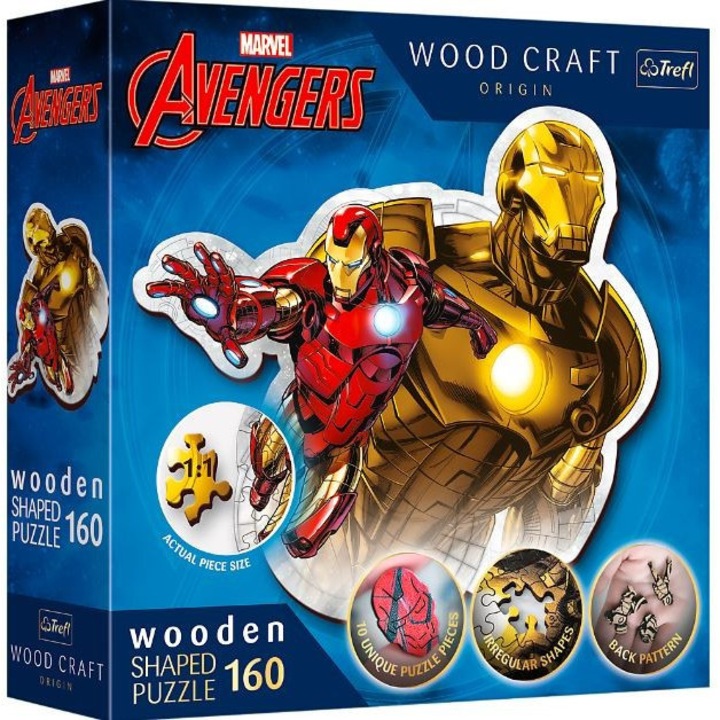 Детски пъзел, Trefl Avengers Brave Iron Man, Wood, 160 части, Многоцветен