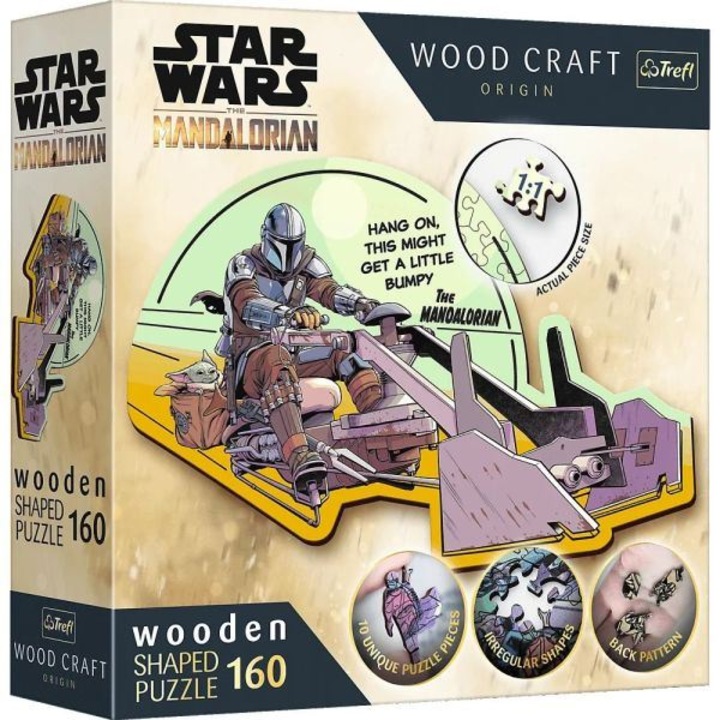 Trefl Puzzle Wood Craft: Star Wars, A Mandalóri és Grogu - 160 darabos puzzle fából (227259/20187) (20187)