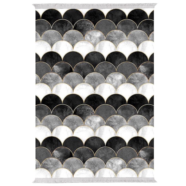 Килими Puzzle-home HM7677.33, Бял-черен, 120х170 см