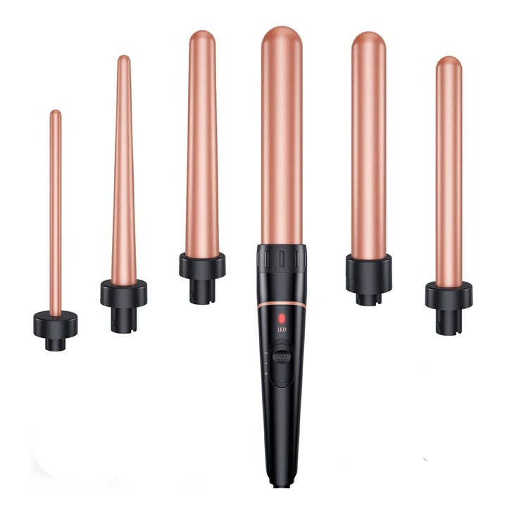 Ondulator de par, Bestope, Pro 5231484 20-4, varfuri 6 in 1.6, 0.9 cm- 3 cm, 210 grade, Roz