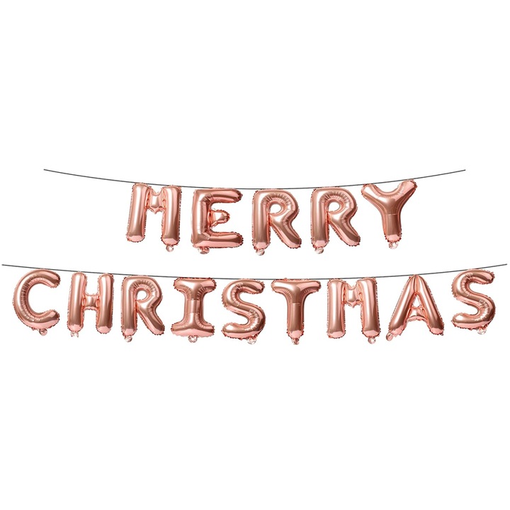 Комплект балони JUP Merry Christmas 8708025 1-140, Весела Коледа, 14 броя, Фолио, Розово злато