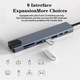 USB-C хъб, 8в1, HDMI4K30Hz+USB3.0+USB2.0+PD+TYPE-C+SD+TF+RJ45, сребрист
