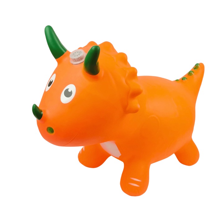 Dinozaur saritor, Cauciuc, Cu sunete si lumini, Portocaliu