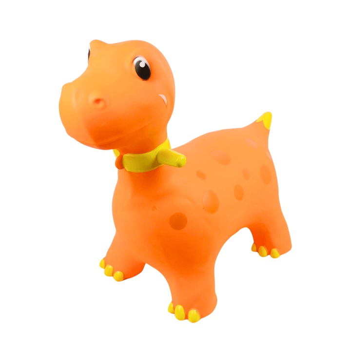 Dinozaur saritor, Cauciuc, Cu sunete si lumini, Portocaliu