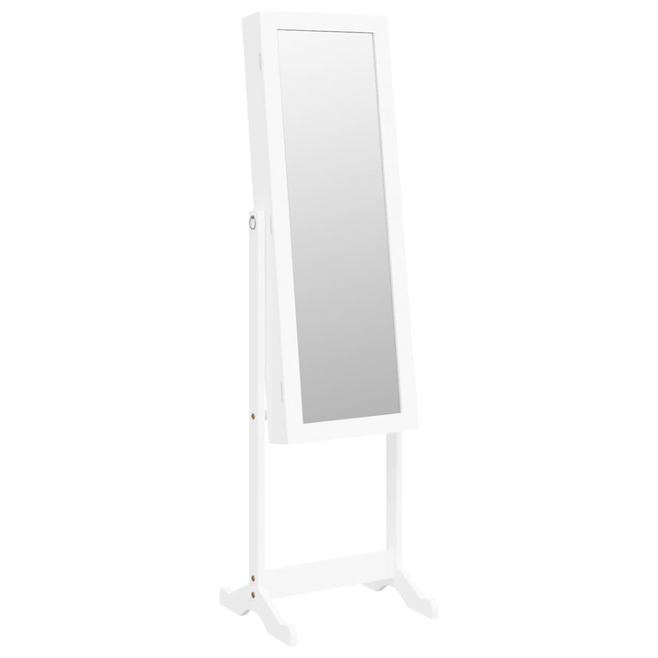 Огледален шкаф за бижута с LED осветление vidaXL, свободностоящ, бял, 42 x 38 x 151,5 см