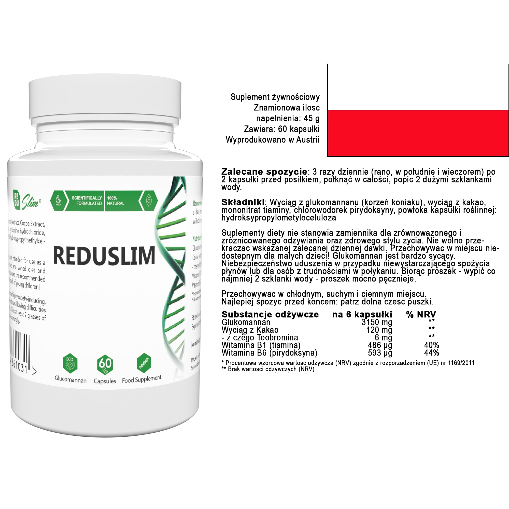 REDUSLIM - 100% Natural Ingredients (10 Capsules)