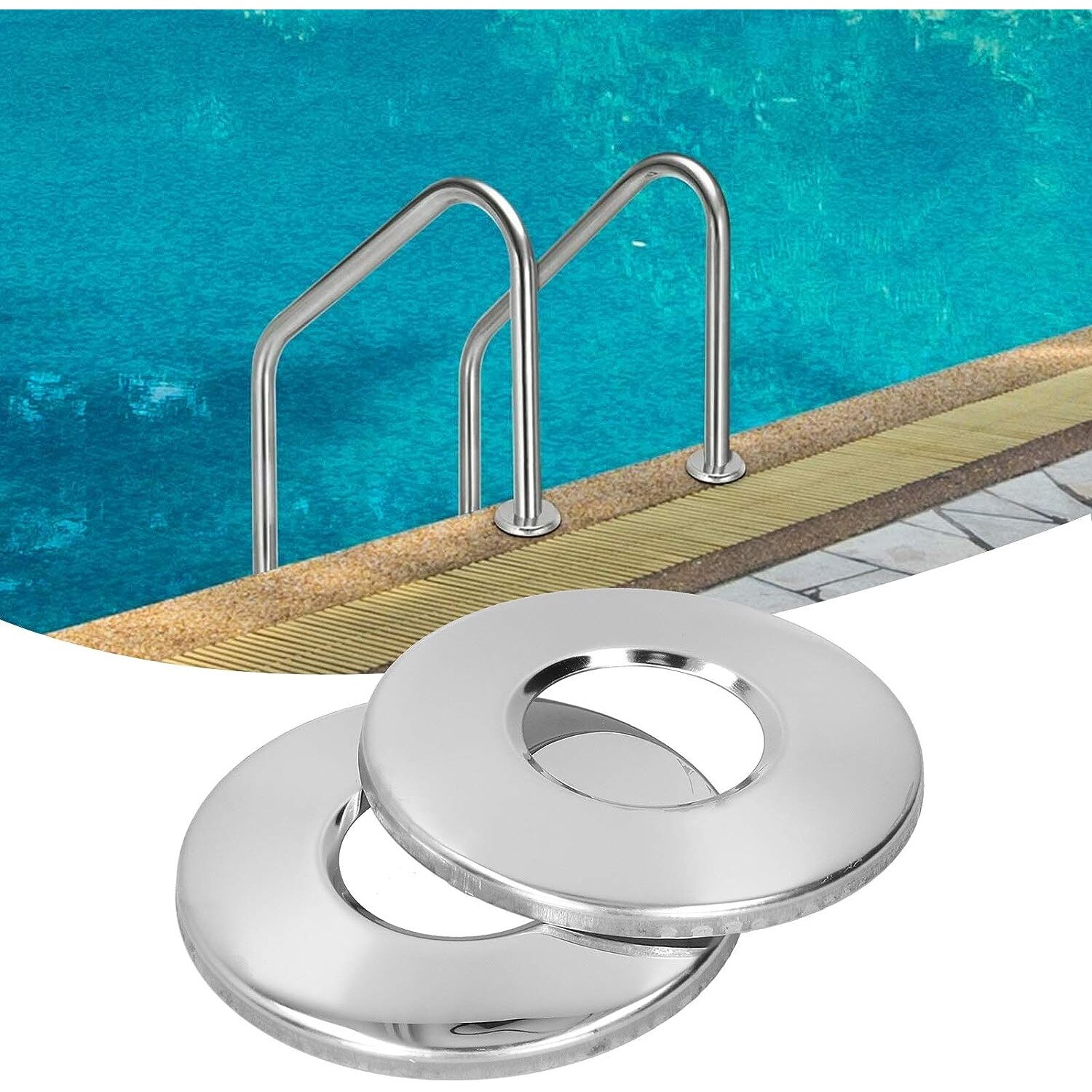 Set 2 capace de inlocuire pentru scara de piscina, Sunmostar, Inox, 4 ...