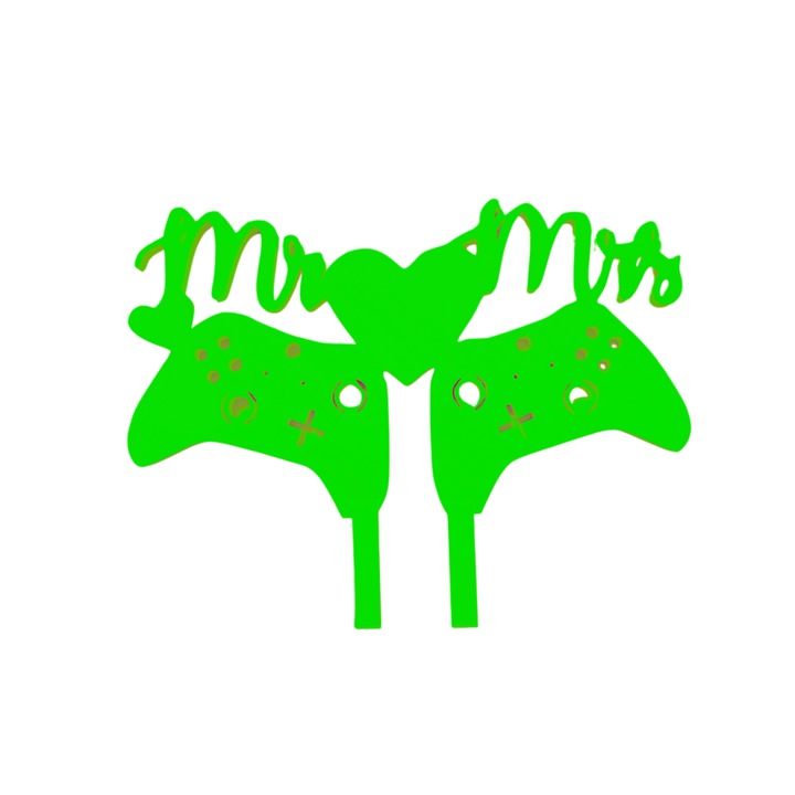 Декорация за торта, "MR AND MRS" топер XBOX любители на игрите, страст към игрите 13,5 x 17,5 cm зелен