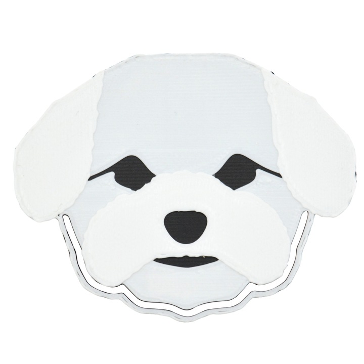 Semn de carte - Catel - Bichon, negru-alb 45x55mm