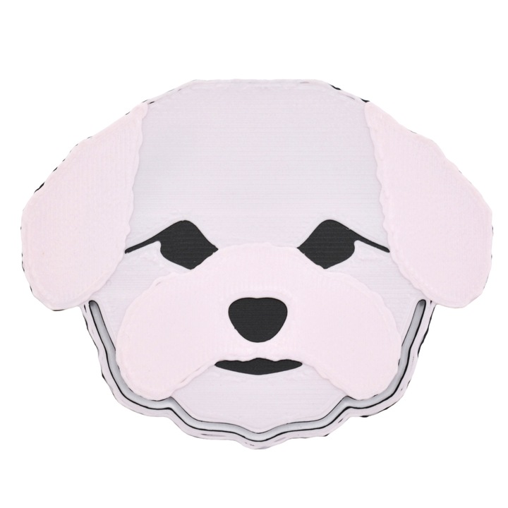 Semn de carte - Catel - Bichon, negru-roz 45x55mm