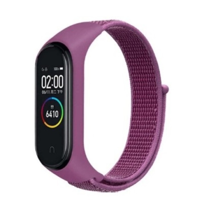 Fitness karkötő szíj kompatibilis Xiaomi Mi Band 7, PHN Mag, textil anyagból vízálló sündisznókkal, Lila