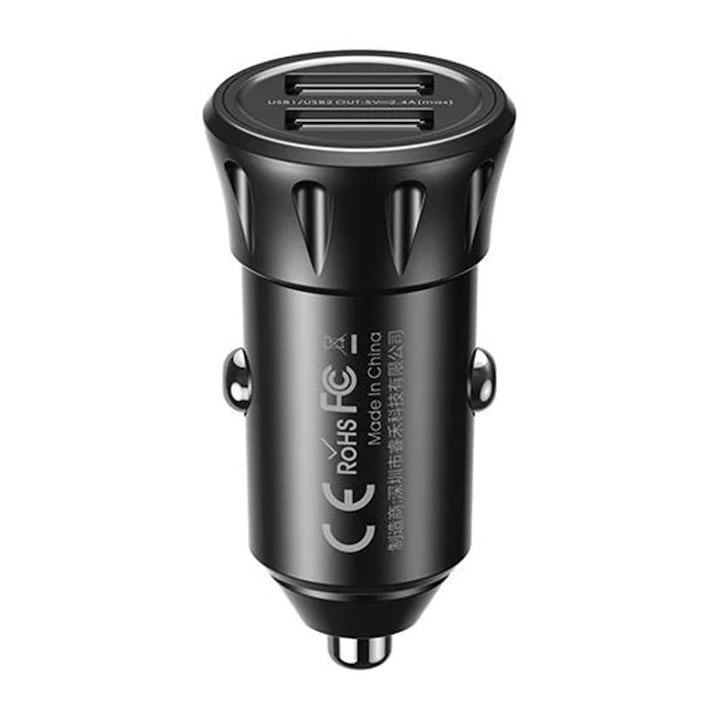 Incarcator auto, Remax, 2xUSB, 2.4 A, Negru