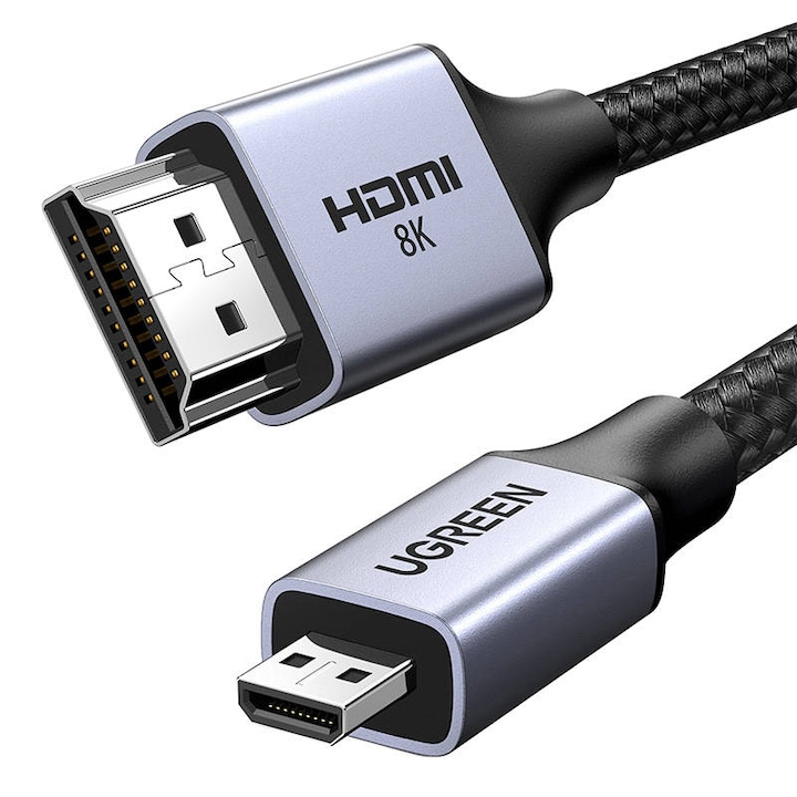 Кабел, UGreen, Micro HDMI-HDMI, 8K, 48 Gbps, 1 m, сив/черен