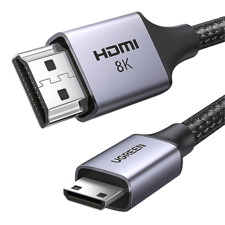 Cablu UGreen, HD163, Mini HDMI la HDMI, 8K, 1m, Gri, Negru